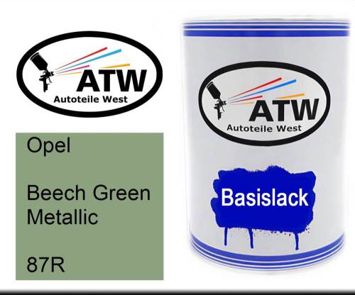 Opel, Beech Green Metallic, 87R: 500ml Lackdose, von ATW Autoteile West.